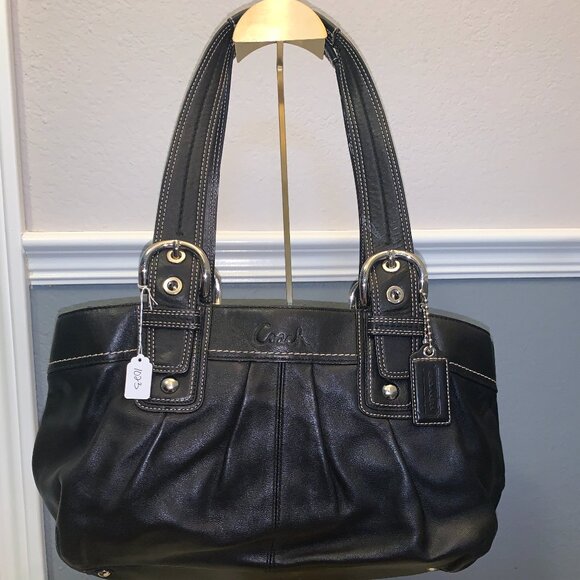 Coach Leather Shoulder Bag- Black - Picture 1 of 6